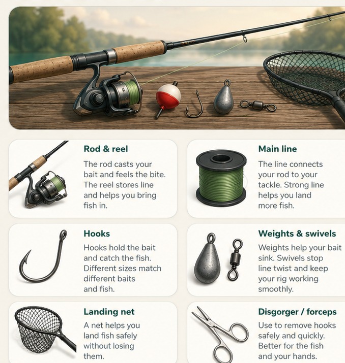 Beginner fishing tackle visual guide