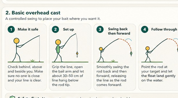 Basic overhead casting visual guide